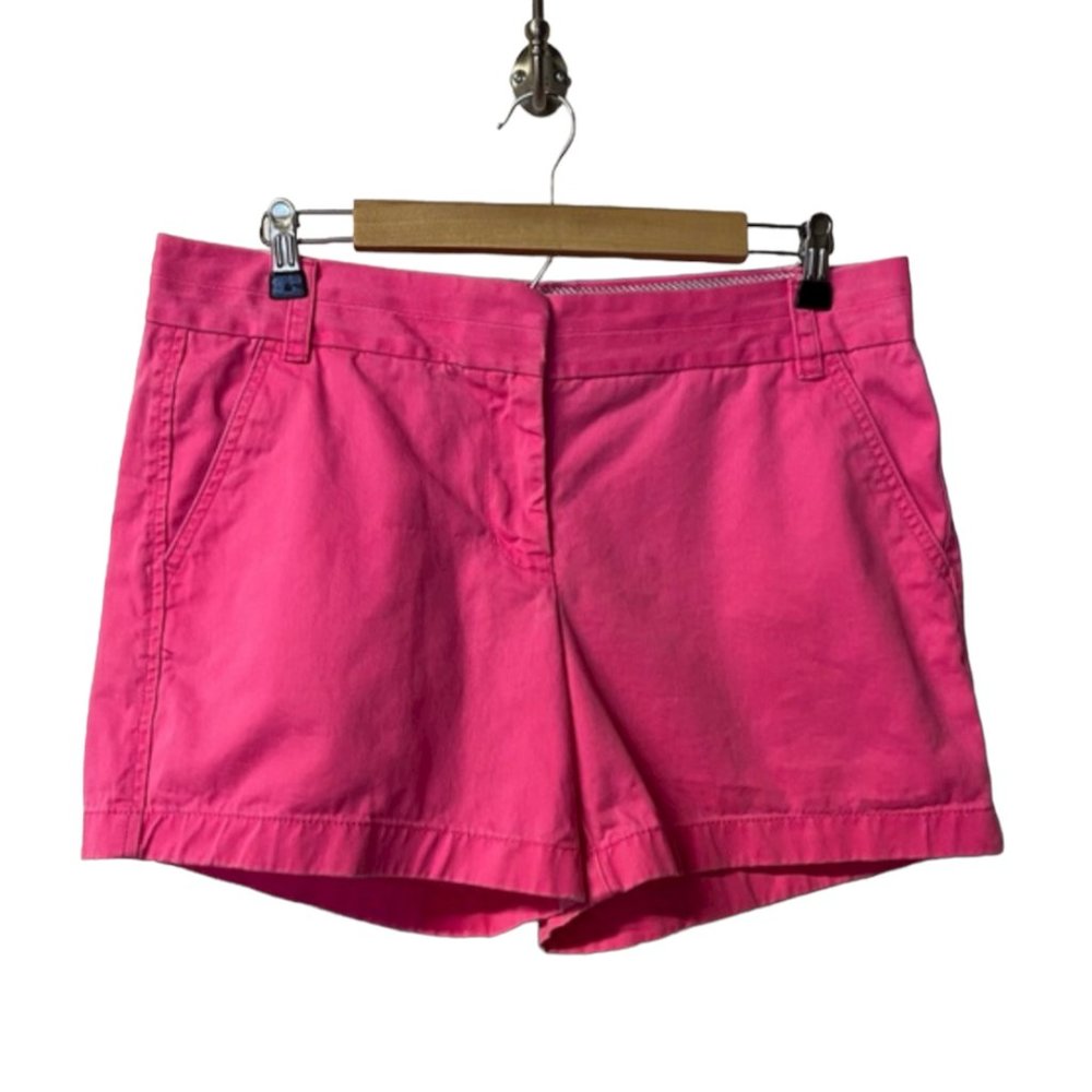 J. Crew Woven Cotton Chino Neon Pink Shorts Size 10